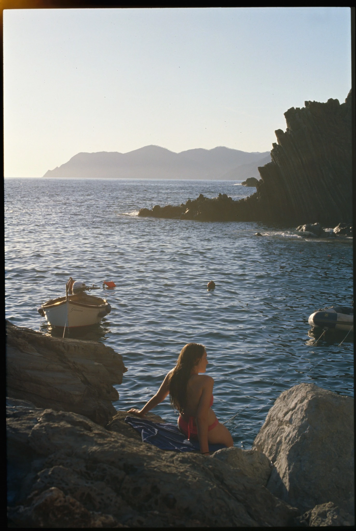 Kodak E100 transparency scan of the Ligurian coast at evening